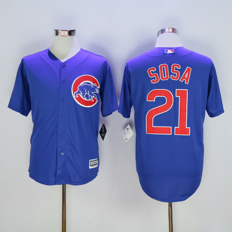 Men Chicago Cubs 21 Sosa Blue MLB Jerseys